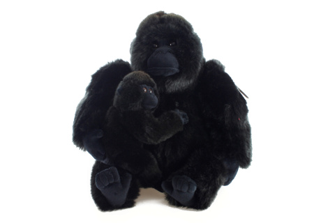 Plyš Gorila s mládětem 27 cm